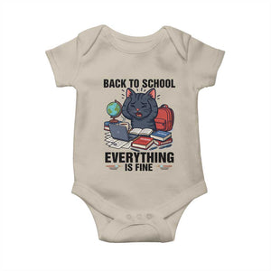 Funny Black Cat Baby Onesie Back To School Everything Is Fine TS12 Sand Print Your Wear