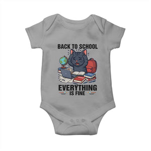 Funny Black Cat Baby Onesie Back To School Everything Is Fine TS12 Sport Gray Print Your Wear