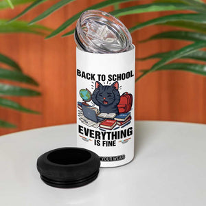 Funny Black Cat 4 in 1 Can Cooler Tumbler Back To School Everything Is Fine TS12 Print Your Wear