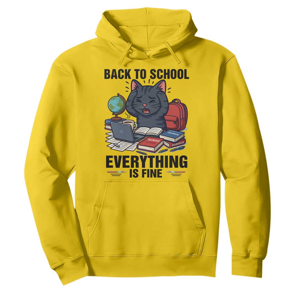 Funny Black Cat Hoodie Back To School Everything Is Fine TS12 Daisy Print Your Wear