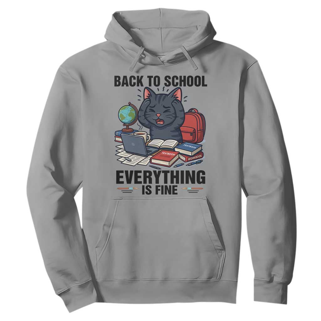 Funny Black Cat Hoodie Back To School Everything Is Fine TS12 Sport Gray Print Your Wear