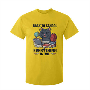 Funny Black Cat T Shirt For Kid Back To School Everything Is Fine TS12 Daisy Print Your Wear