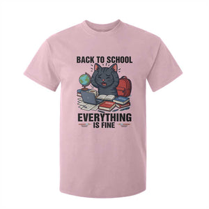 Funny Black Cat T Shirt For Kid Back To School Everything Is Fine TS12 Light Pink Print Your Wear