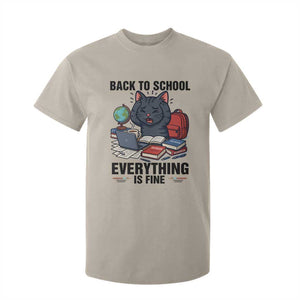 Funny Black Cat T Shirt For Kid Back To School Everything Is Fine TS12 Sand Print Your Wear