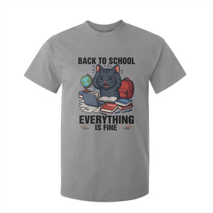 Funny Black Cat T Shirt For Kid Back To School Everything Is Fine TS12 Sport Gray Print Your Wear
