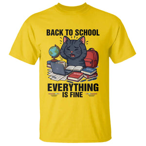 Funny Black Cat T Shirt Back To School Everything Is Fine TS12 Daisy Print Your Wear