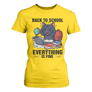 Funny Black Cat T Shirt For Women Back To School Everything Is Fine TS12 Daisy Print Your Wear