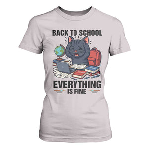 Funny Black Cat T Shirt For Women Back To School Everything Is Fine TS12 Ice Gray Print Your Wear