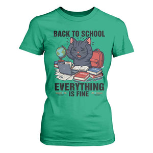 Funny Black Cat T Shirt For Women Back To School Everything Is Fine TS12 Irish Green Print Your Wear