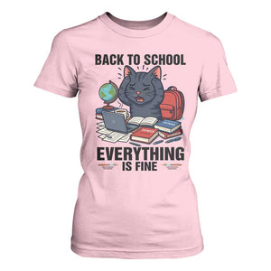 Funny Black Cat T Shirt For Women Back To School Everything Is Fine TS12 Light Pink Print Your Wear