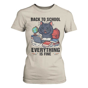 Funny Black Cat T Shirt For Women Back To School Everything Is Fine TS12 Sand Print Your Wear