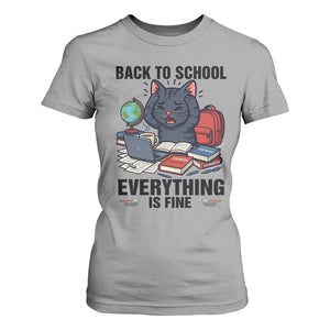Funny Black Cat T Shirt For Women Back To School Everything Is Fine TS12 Sport Gray Print Your Wear