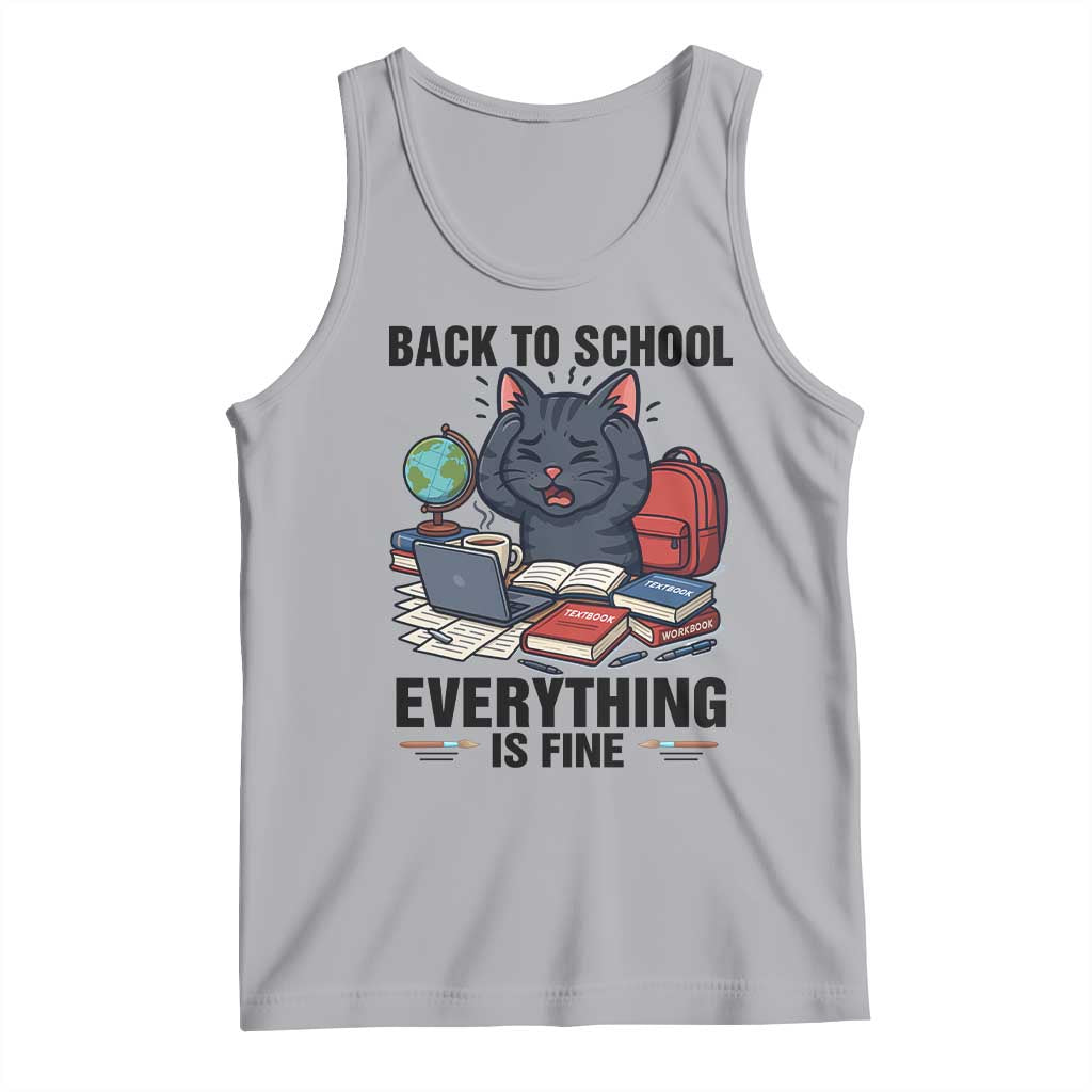 Funny Black Cat Tank Top Back To School Everything Is Fine TS12 Athletic Heather Print Your Wear