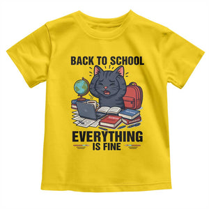 Funny Black Cat Toddler T Shirt Back To School Everything Is Fine TS12 Daisy Print Your Wear