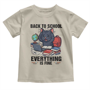 Funny Black Cat Toddler T Shirt Back To School Everything Is Fine TS12 Sand Print Your Wear