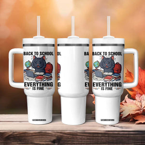 Funny Black Cat Tumbler With Handle Back To School Everything Is Fine TS12 Print Your Wear