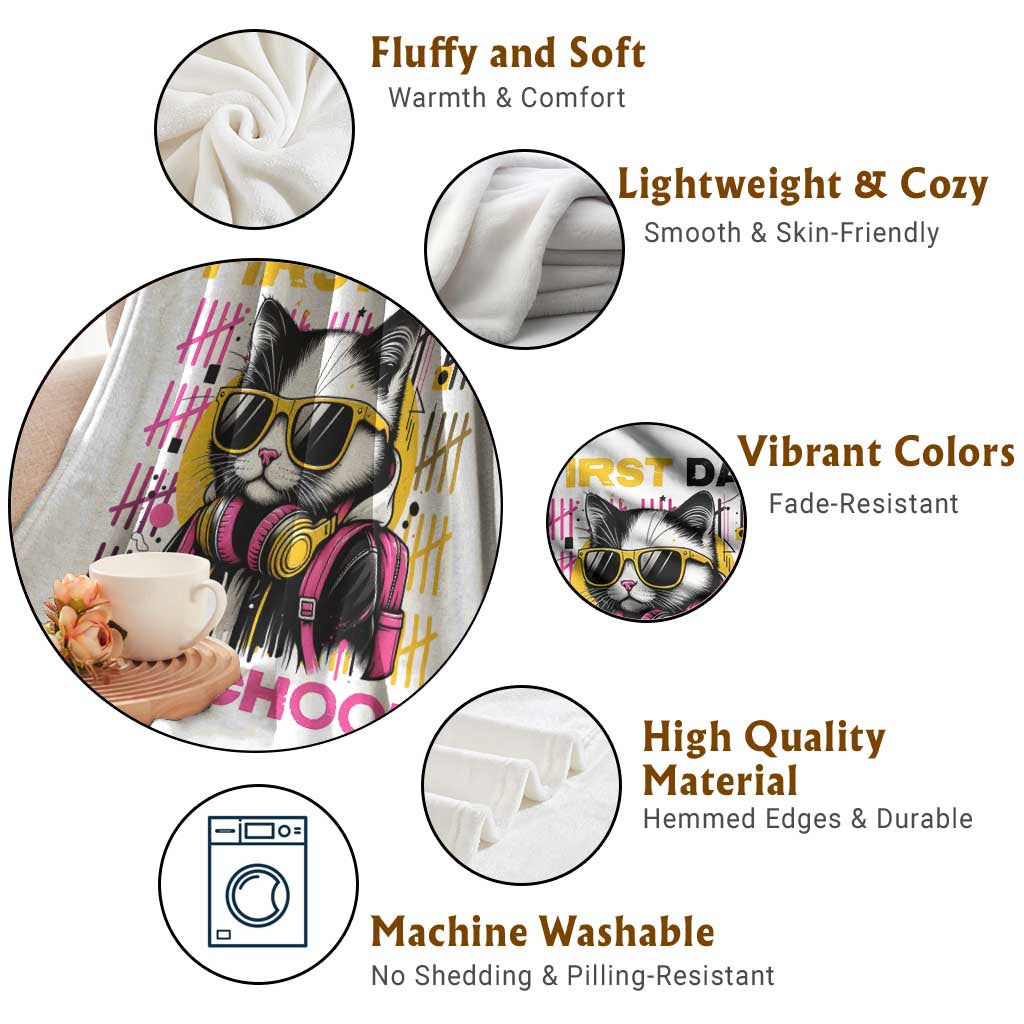 Funny Cat First Day Of School Throw Blanket Back To School Gift For Kids TS12 Print Your Wear