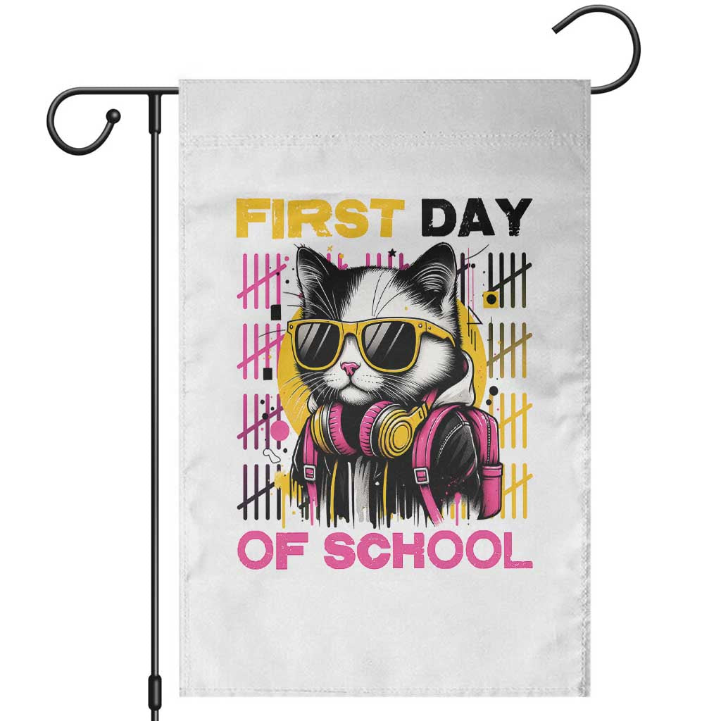 Funny Cat First Day Of School Garden Flag Back To School Gift For Kids TS12 White Print Your Wear