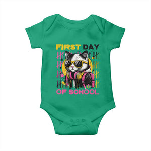 Funny Cat First Day Of School Baby Onesie Back To School Gift For Kids TS12 Irish Green Print Your Wear