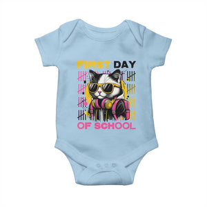 Funny Cat First Day Of School Baby Onesie Back To School Gift For Kids TS12 Light Blue Print Your Wear