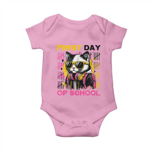 Funny Cat First Day Of School Baby Onesie Back To School Gift For Kids TS12 Light Pink Print Your Wear