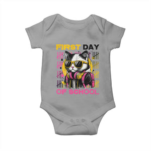 Funny Cat First Day Of School Baby Onesie Back To School Gift For Kids TS12 Sport Gray Print Your Wear