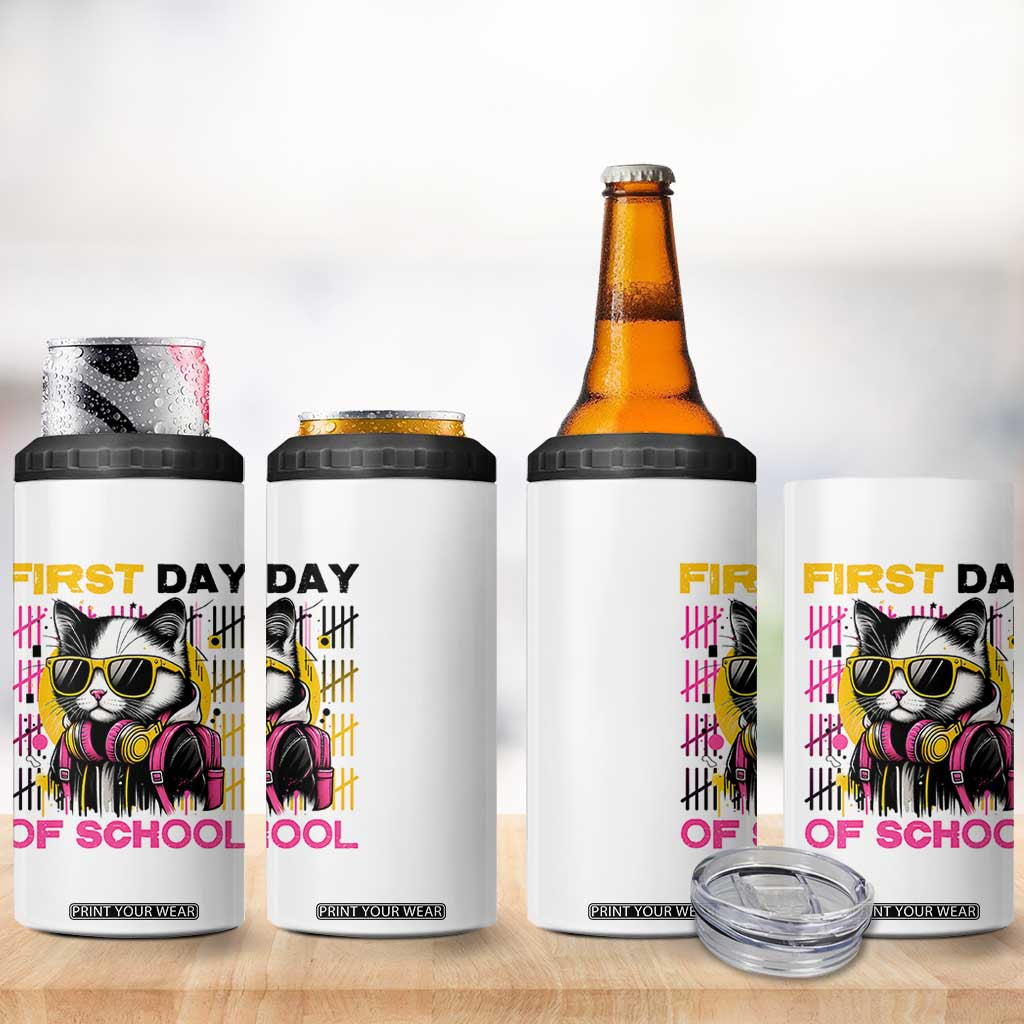 Funny Cat First Day Of School 4 in 1 Can Cooler Tumbler Back To School Gift For Kids TS12 Print Your Wear