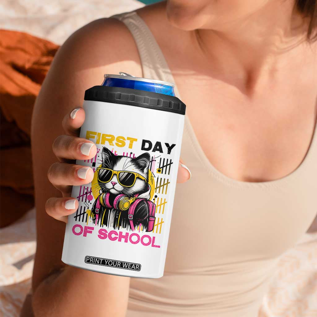 Funny Cat First Day Of School 4 in 1 Can Cooler Tumbler Back To School Gift For Kids TS12 Print Your Wear