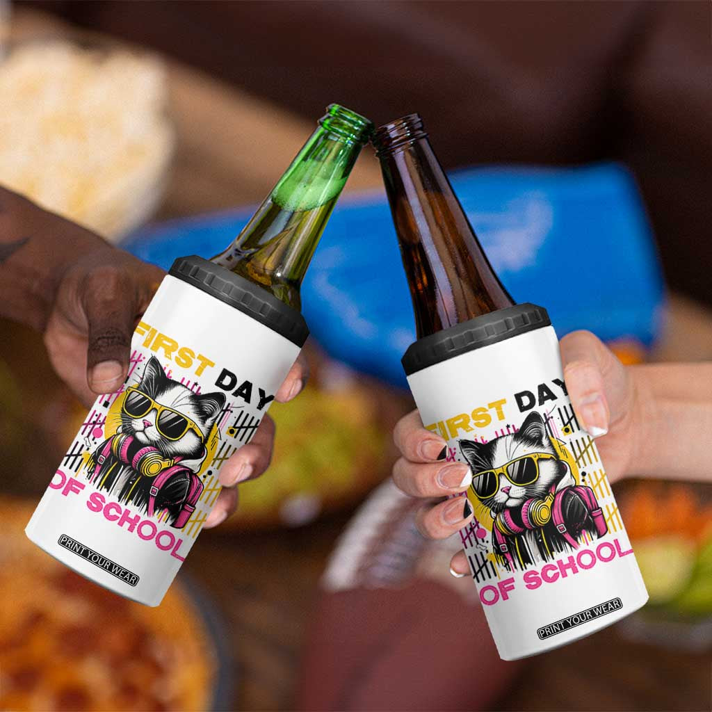 Funny Cat First Day Of School 4 in 1 Can Cooler Tumbler Back To School Gift For Kids TS12 Print Your Wear