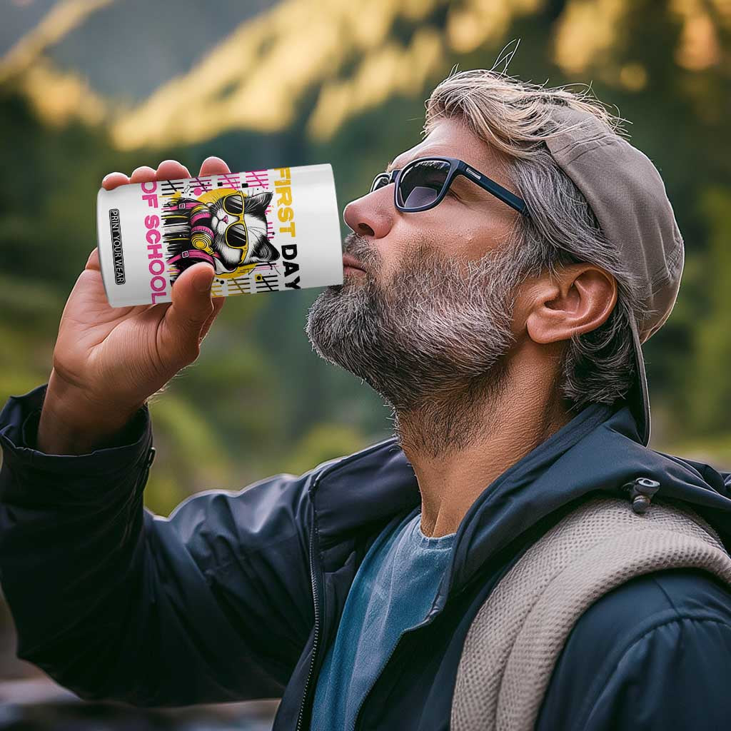 Funny Cat First Day Of School 4 in 1 Can Cooler Tumbler Back To School Gift For Kids TS12 Print Your Wear