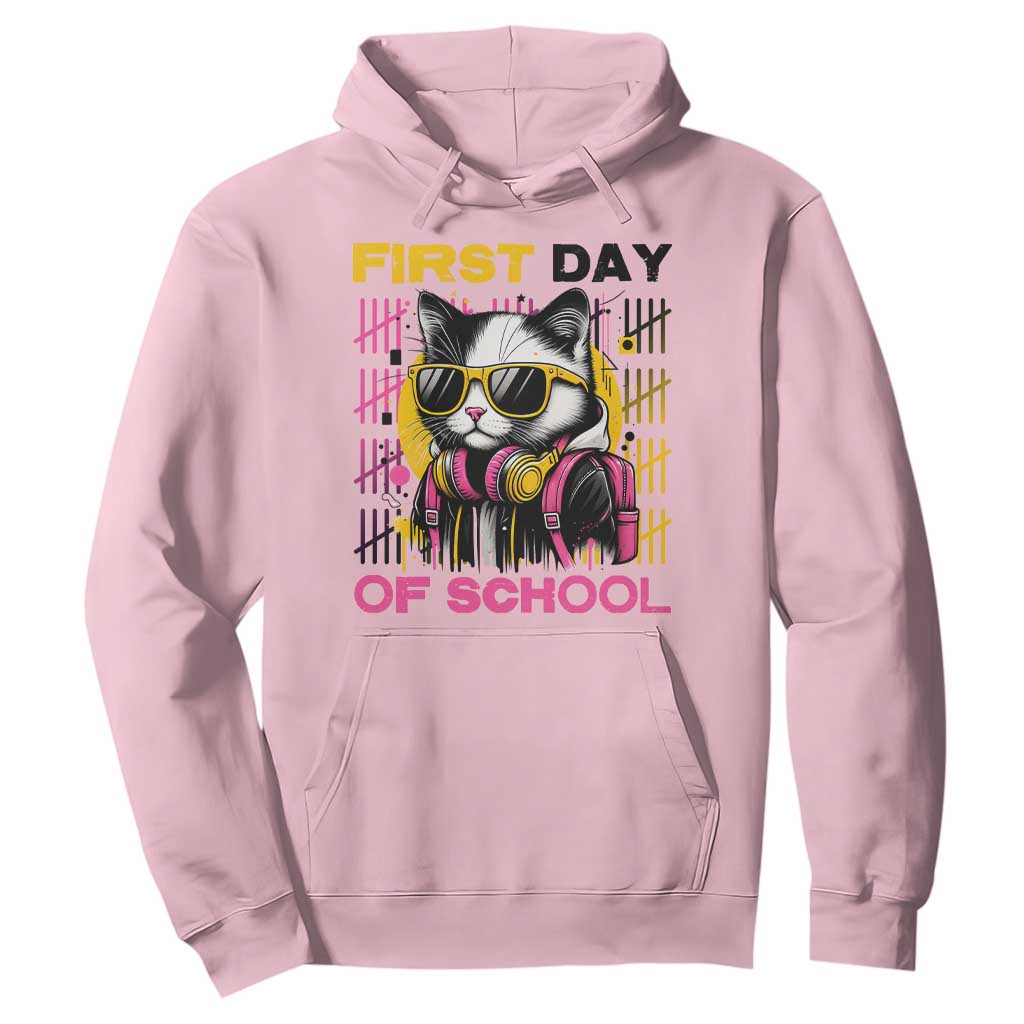 Funny Cat First Day Of School Hoodie Back To School Gift For Kids TS12 Light Pink Print Your Wear
