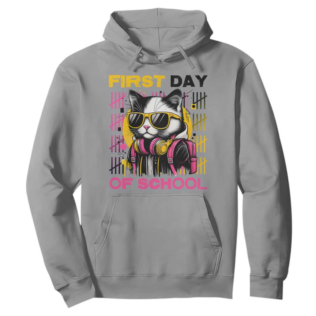 Funny Cat First Day Of School Hoodie Back To School Gift For Kids TS12 Sport Gray Print Your Wear