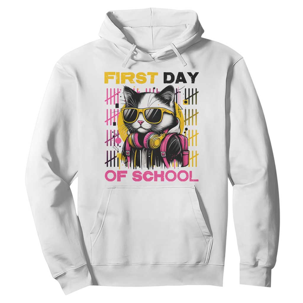 Funny Cat First Day Of School Hoodie Back To School Gift For Kids TS12 White Print Your Wear