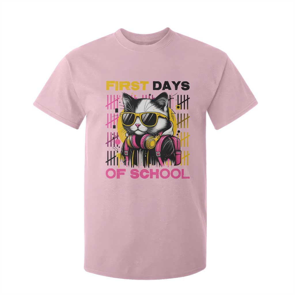 Funny Cat First Day Of School T Shirt For Kid Back To School Gift For Kids TS12 Light Pink Print Your Wear