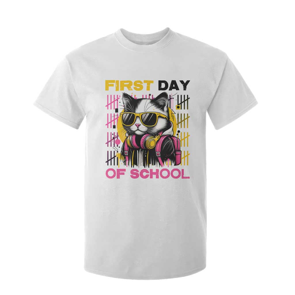 Funny Cat First Day Of School T Shirt For Kid Back To School Gift For Kids TS12 White Print Your Wear