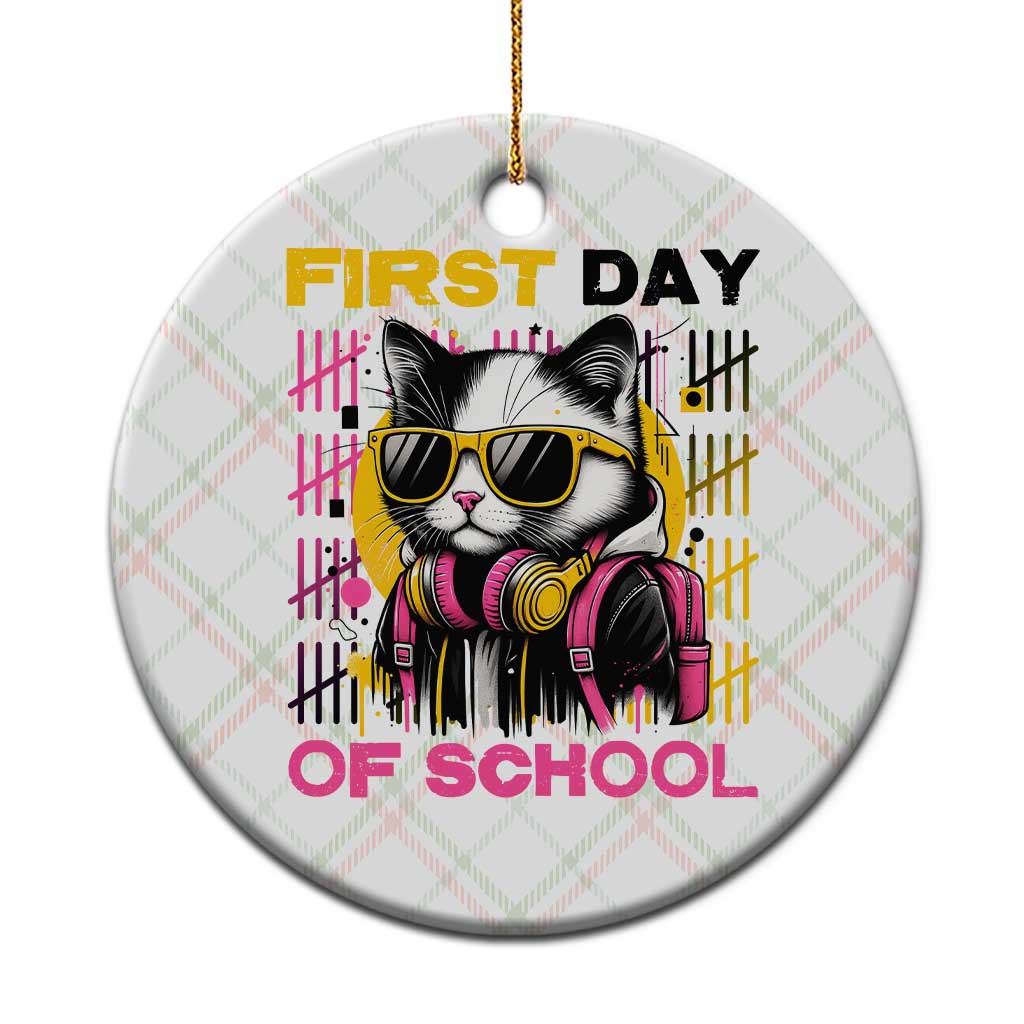 Funny Cat First Day Of School Ceramic Ornament Back To School Gift For Kids TS12 1pc Christmas Plaid Print Your Wear