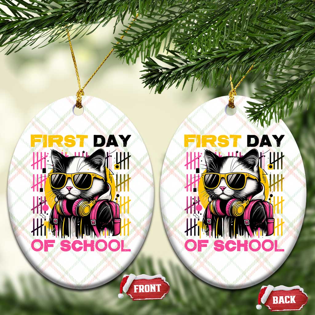 Funny Cat First Day Of School Ceramic Ornament Back To School Gift For Kids TS12 Print Your Wear