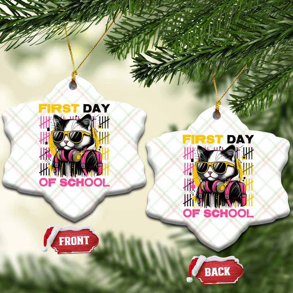 Funny Cat First Day Of School Ceramic Ornament Back To School Gift For Kids TS12 Print Your Wear