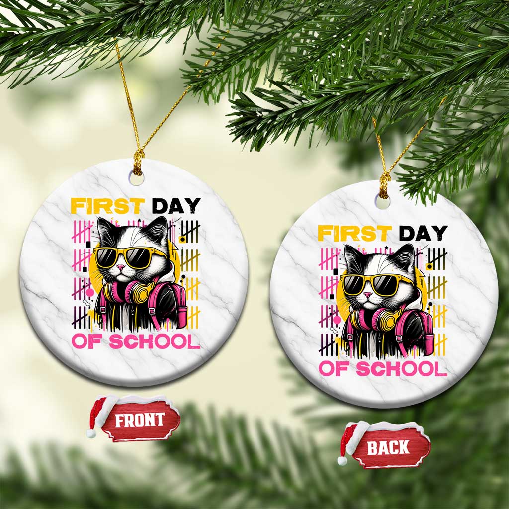 Funny Cat First Day Of School Ceramic Ornament Back To School Gift For Kids TS12 1pc White Marble Print Your Wear