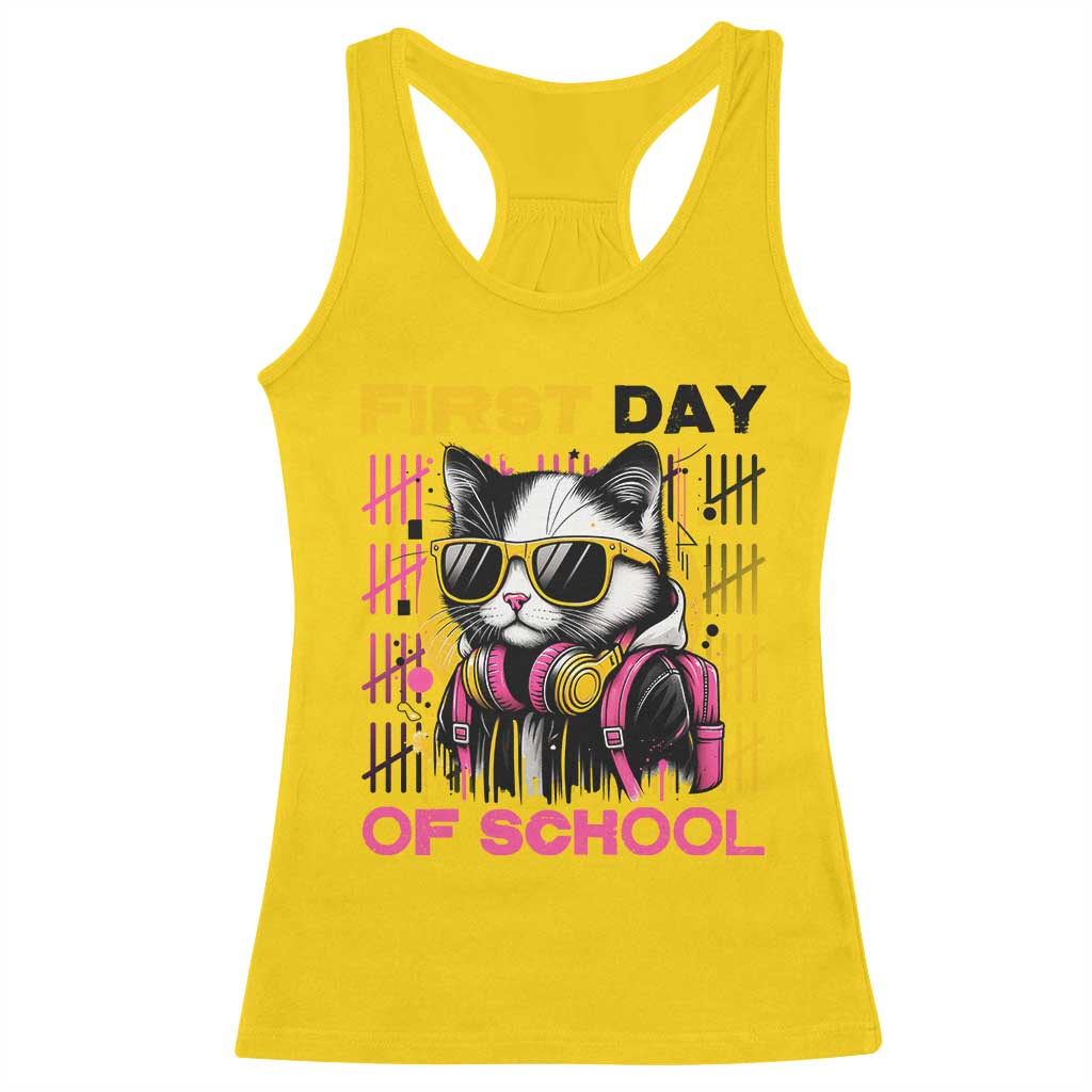 Funny Cat First Day Of School Racerback Tank Top Back To School Gift For Kids TS12 Daisy Print Your Wear