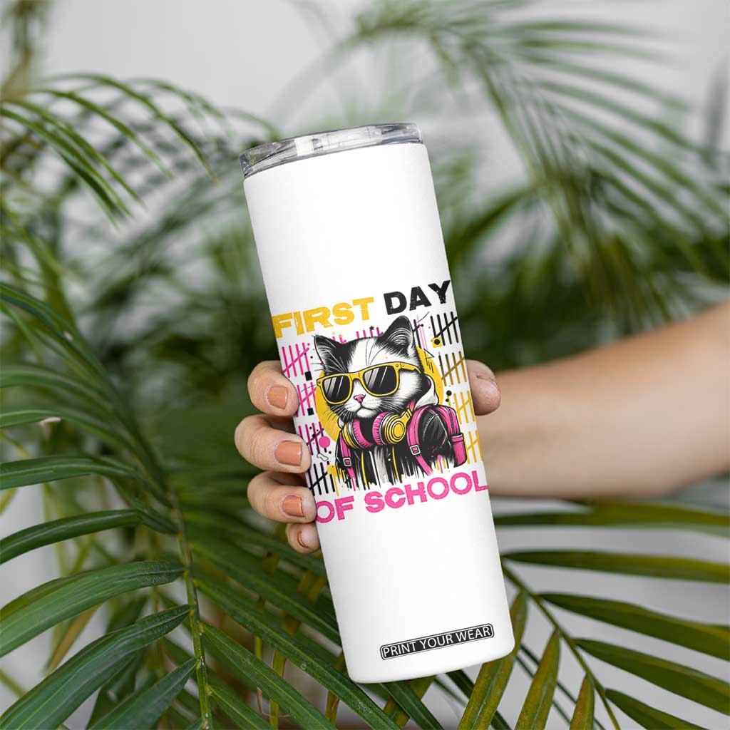 Funny Cat First Day Of School Skinny Tumbler Back To School Gift For Kids TS12 Print Your Wear