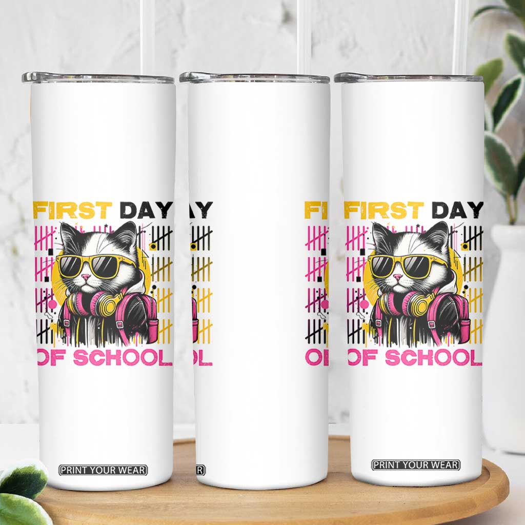 Funny Cat First Day Of School Skinny Tumbler Back To School Gift For Kids TS12 Print Your Wear