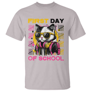 Funny Cat First Day Of School T Shirt Back To School Gift For Kids TS12 Ice Gray Print Your Wear