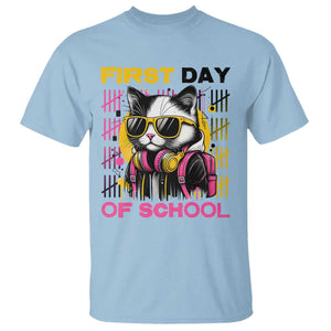 Funny Cat First Day Of School T Shirt Back To School Gift For Kids TS12 Light Blue Print Your Wear