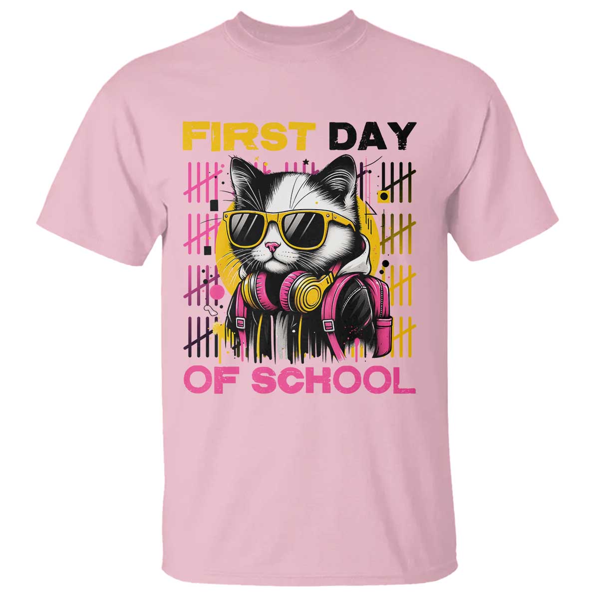 Funny Cat First Day Of School T Shirt Back To School Gift For Kids TS12 Light Pink Print Your Wear