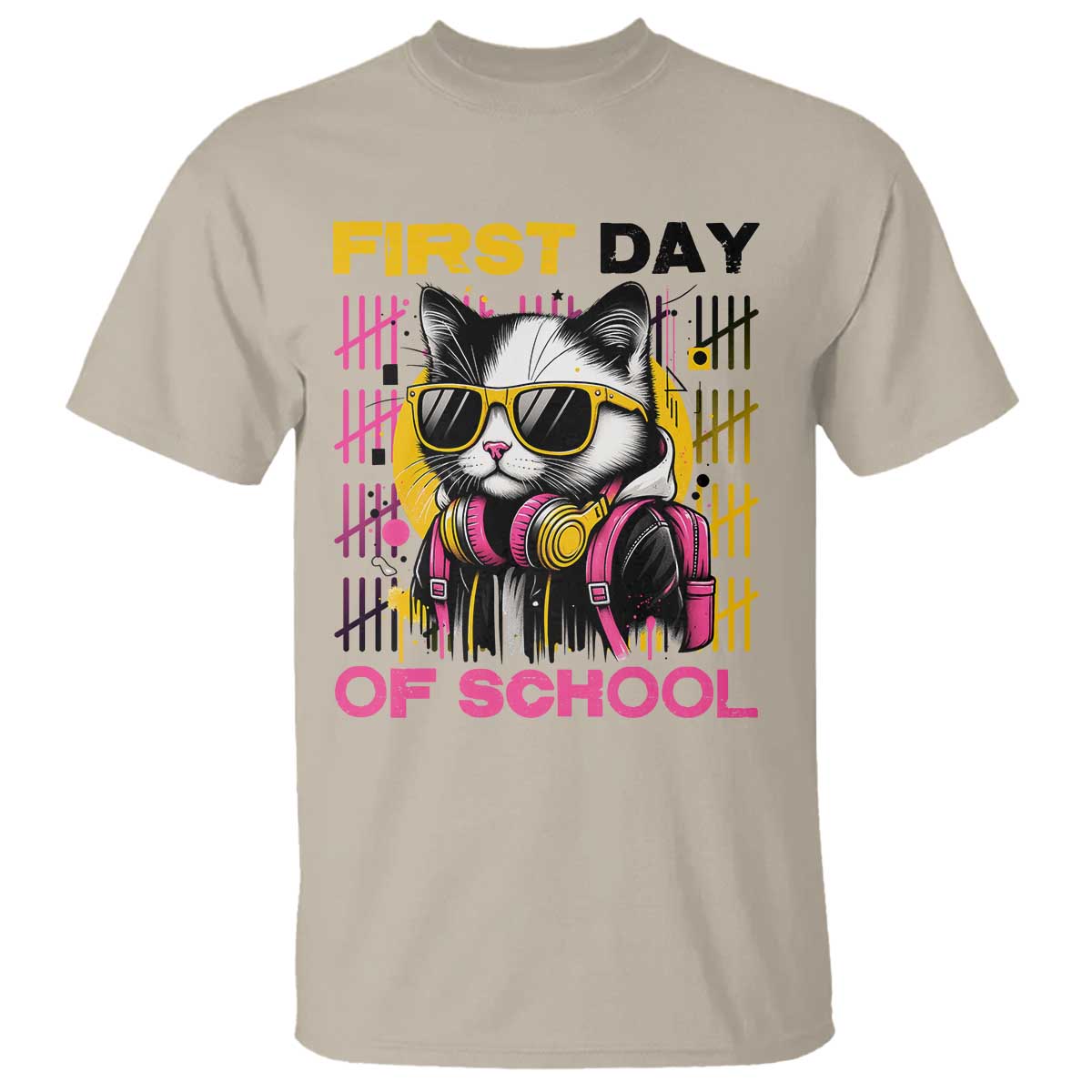 Funny Cat First Day Of School T Shirt Back To School Gift For Kids TS12 Sand Print Your Wear