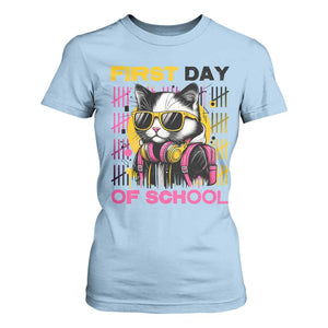Funny Cat First Day Of School T Shirt For Women Back To School Gift For Kids TS12 Light Blue Print Your Wear