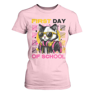 Funny Cat First Day Of School T Shirt For Women Back To School Gift For Kids TS12 Light Pink Print Your Wear