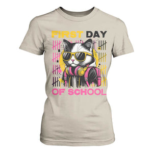 Funny Cat First Day Of School T Shirt For Women Back To School Gift For Kids TS12 Sand Print Your Wear