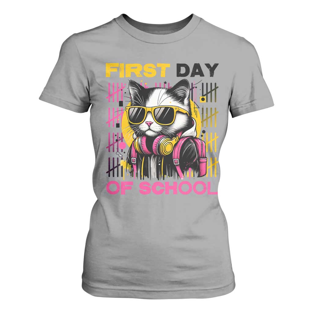 Funny Cat First Day Of School T Shirt For Women Back To School Gift For Kids TS12 Sport Gray Print Your Wear